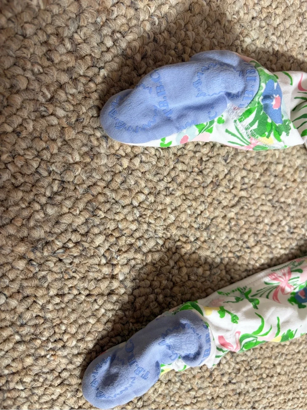 TBBC Floral Print Pink & Green Kids One-Piece Footed Pajamas